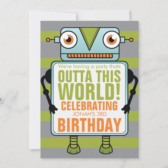 Invitation à la fête d'anniversaire de Blue Robot  (Devant)