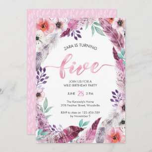 Invitation à la fête d'anniversaire de Boho 5e an