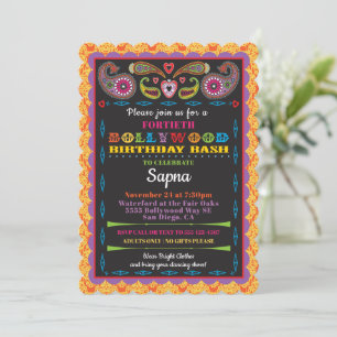 Invitation à la fête d'anniversaire de Bollywood