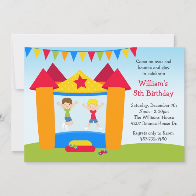 Invitation à la fête d'anniversaire de Bounce Hous (Devant)