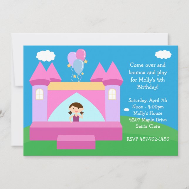 Invitation à la fête d'anniversaire de Bounce Hous (Devant)
