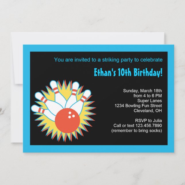 Invitation à la fête d'anniversaire de Bowling (Devant)
