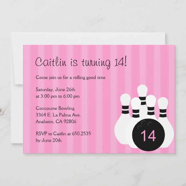 Invitation à la fête d'anniversaire de Bowling - r (Devant)