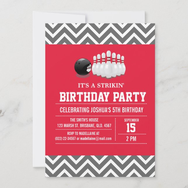 Invitation à la fête d'anniversaire de bowling sur (Devant)
