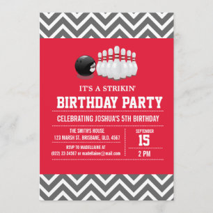 Invitation à la fête d'anniversaire de bowling sur