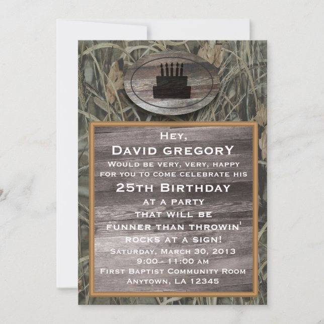 Invitation à la fête d'anniversaire de Camo (Devant)