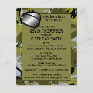 Invitation à la fête d'anniversaire de Camo Boy