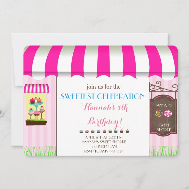 Invitation à la fête d'anniversaire de Candy Land (Devant)