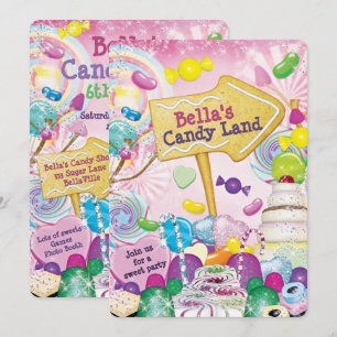 Invitation à la fête d'anniversaire de Candy Land