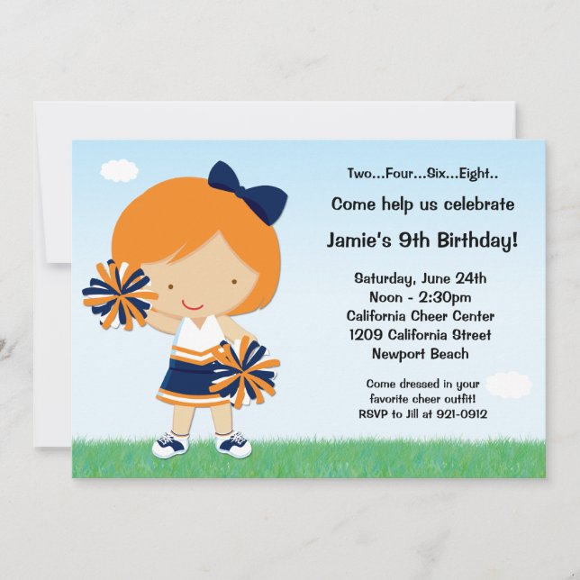 Invitation à la fête d'anniversaire de Cheerleadin (Devant)