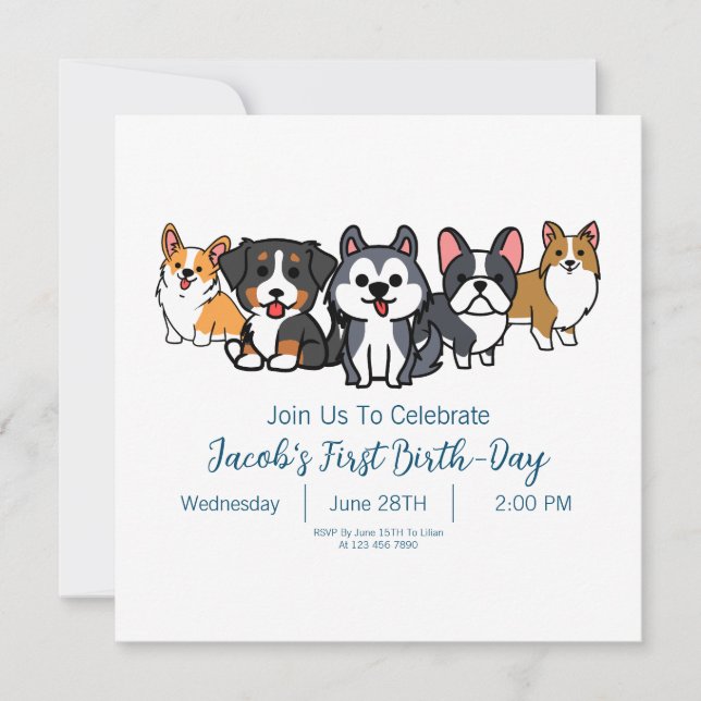 Invitation à la fête d'anniversaire de Chien sur m (Devant)