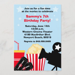 Invitation à la fête d'anniversaire de cinéma