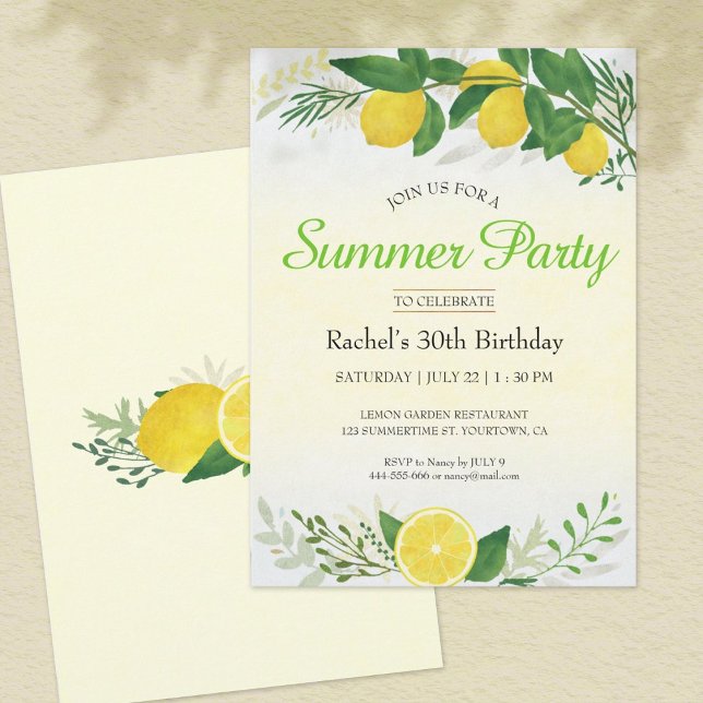 Invitation à la fête d'anniversaire de citron (Créateur téléchargé)