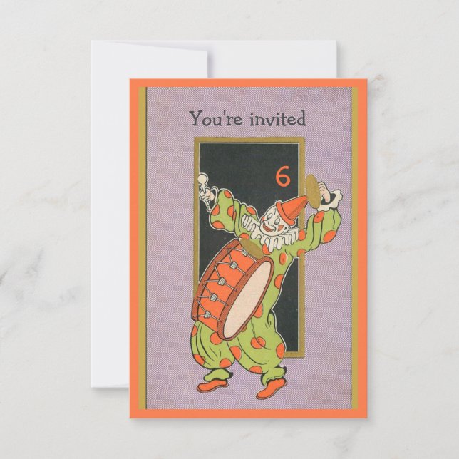 Invitation à la fête d'anniversaire de clown Vinta (Devant)