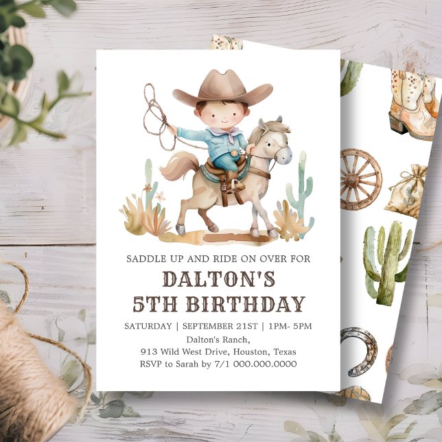 Invitation à la fête d'anniversaire de Cowboy (Créateur téléchargé)