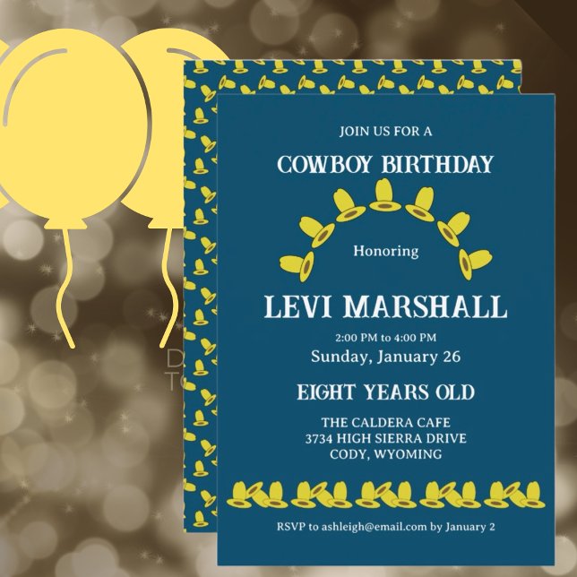 Invitation à la fête d'anniversaire de Cowboy (Créateur téléchargé)