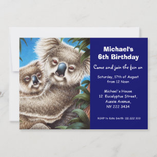 Invitation à la fête d'anniversaire de Cute Koala