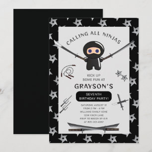 Invitation à la fête d'anniversaire de Cute Ninja