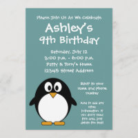 Invitation à la fête d'anniversaire de Cute Pengui