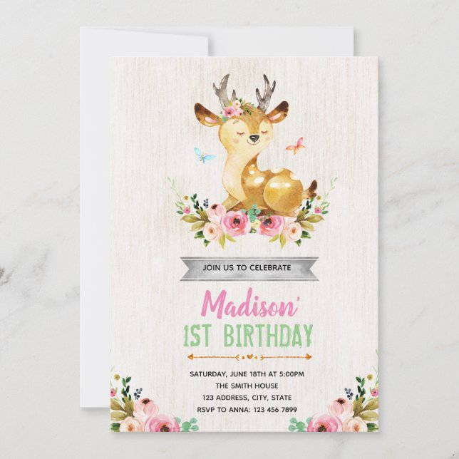 Invitation à la fête d'anniversaire de Deer (Devant)
