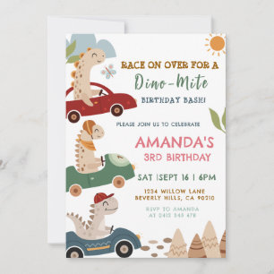 Invitation à la fête d'anniversaire de Dino Race 3