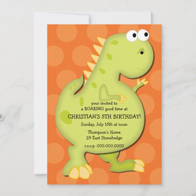 Invitation à la fête d'anniversaire de Dinosaur (Devant)