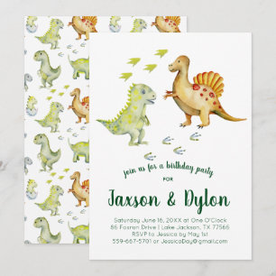 Invitation à la fête d'anniversaire de Dinosaur