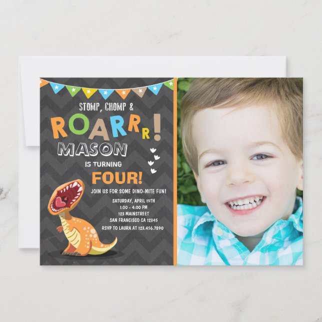 Invitation à la fête d'anniversaire de Dinosaur Di (Devant)