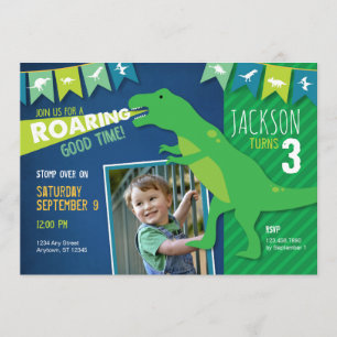 Invitation à la fête d'anniversaire de Dinosaur Ro