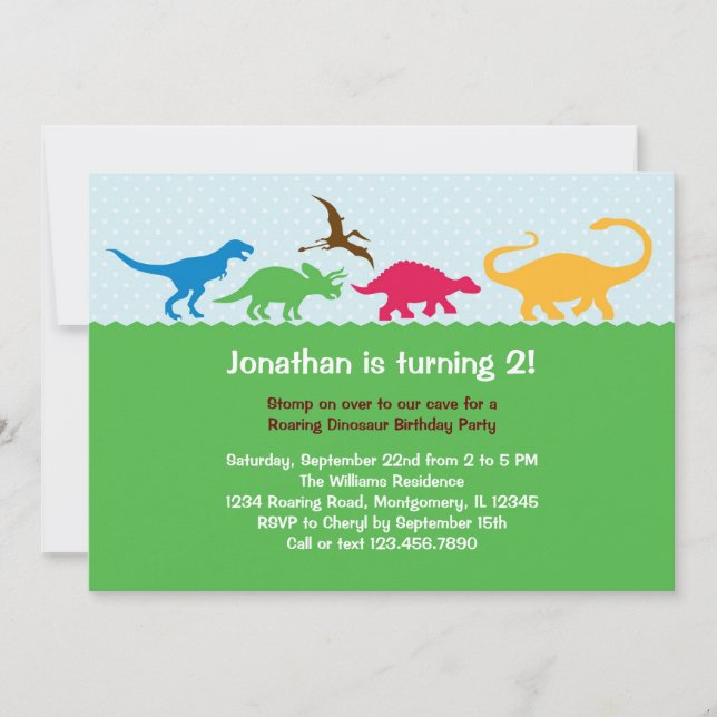 Invitation à la fête d'anniversaire de Dinosaur St (Devant)
