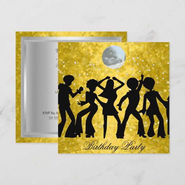 Invitation à la fête d'anniversaire de Disco 70 (Devant / Derrière)