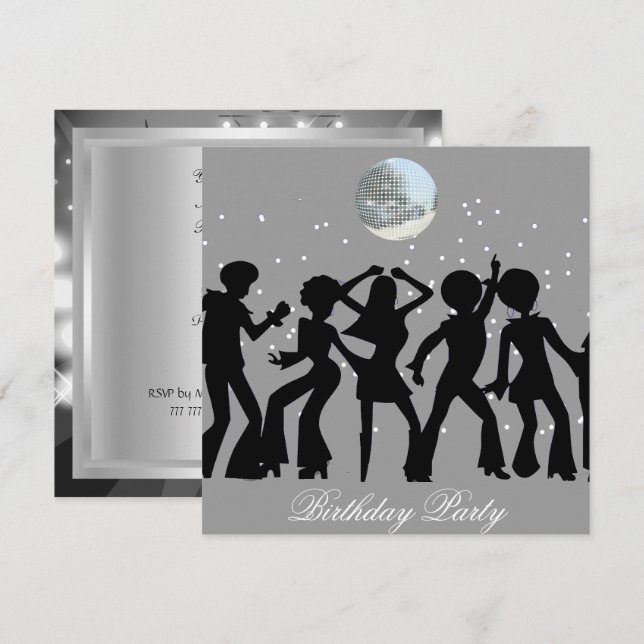 Invitation à la fête d'anniversaire de Disco 70 (Devant / Derrière)