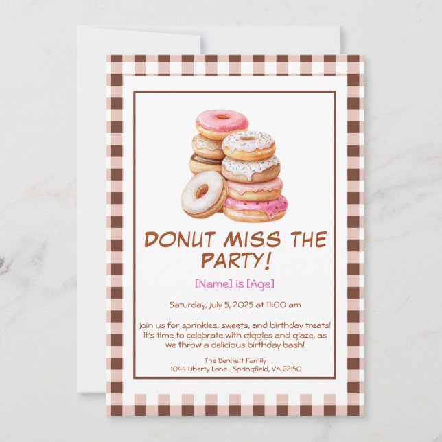 Invitation à la fête d'anniversaire de Donut - Col (Devant)