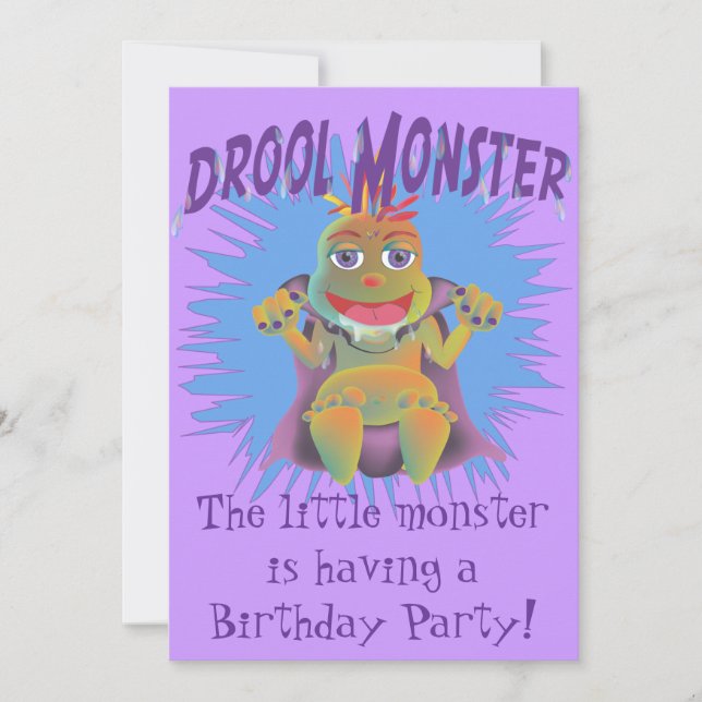 Invitation à la fête d'anniversaire de Drool Monst (Devant)
