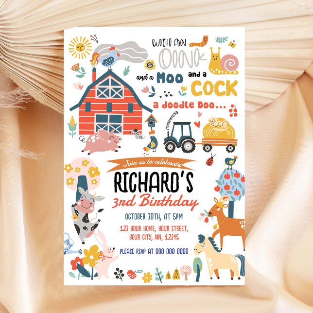 Invitation à la fête d'anniversaire de ferme (Créateur téléchargé)