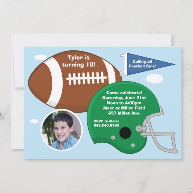 Invitation à la fête d'anniversaire de football (Devant)