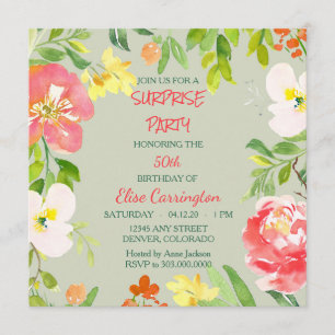 Invitation à la fête d'anniversaire de Garden Flor