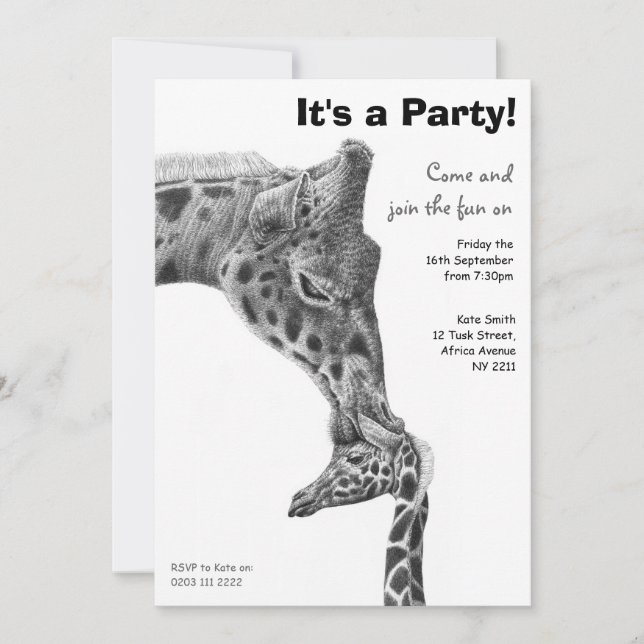 Invitation à la fête d'anniversaire de Giraffe & C (Devant)