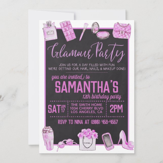 Invitation à la fête d'anniversaire de Glamor (Devant)