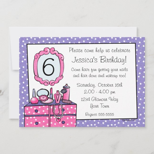 Invitation à la fête d'anniversaire de Glamor Girl (Devant)