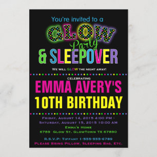 Invitation à la fête d'anniversaire de Glow Party