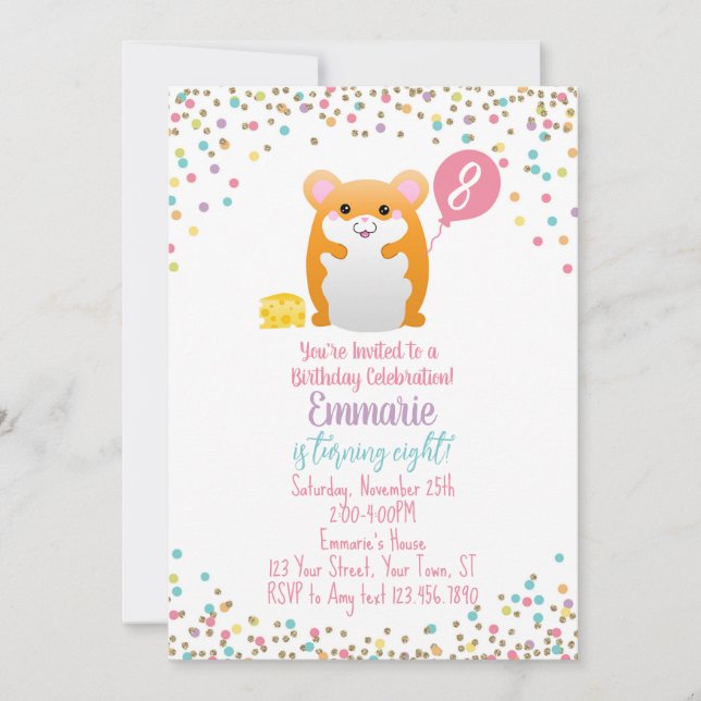Invitation à la fête d'anniversaire de Hamster Con (Devant)