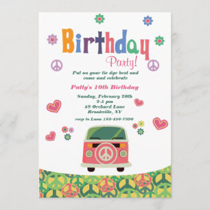 Invitation à la fête d'anniversaire de Hippie