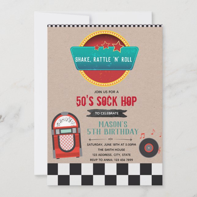 Invitation à la fête d'anniversaire de Jukebox (Devant)