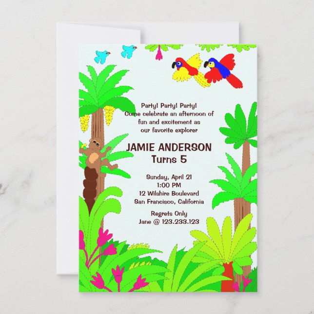 Invitation à la fête d'anniversaire de Jungle Safa (Devant)