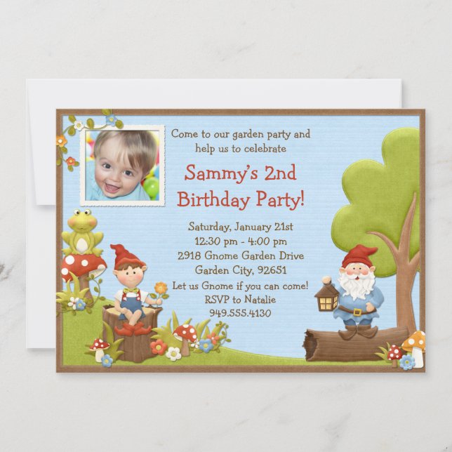Invitation à la fête d'anniversaire de Kids Gnome (Devant)