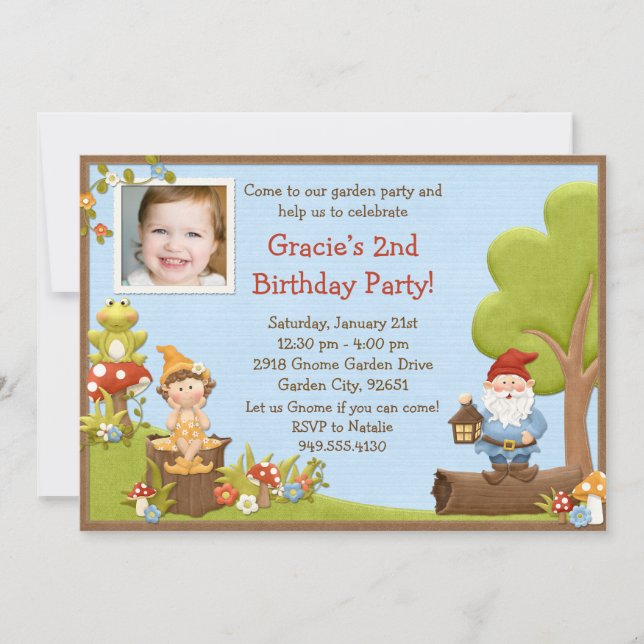 Invitation à la fête d'anniversaire de Kids Gnome (Devant)