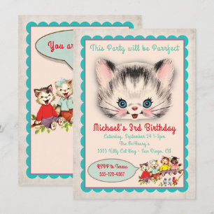 Invitation à la fête d'anniversaire de Kitty Chat 