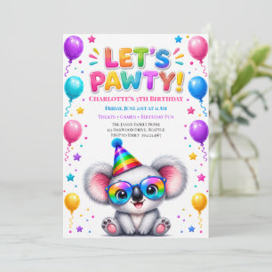Invitation à la fête d'anniversaire de koala Let's