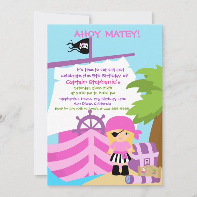Invitation à la fête d'anniversaire de la Blonde d (Devant)